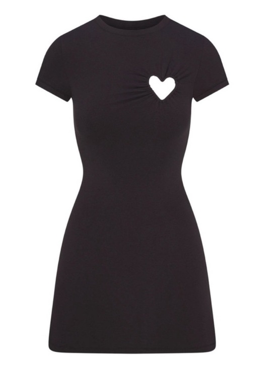 SKIMS Dresses & Skirts - SKIMS Valentines Cotton Jersey Heart Cutout Mini Dress in Soot size XS